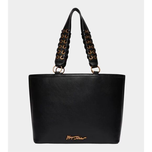 Betsey Johnson nwt kitsch THICK SKULLED TOTE BLACK bag skull stud rivet - Picture 6 of 14